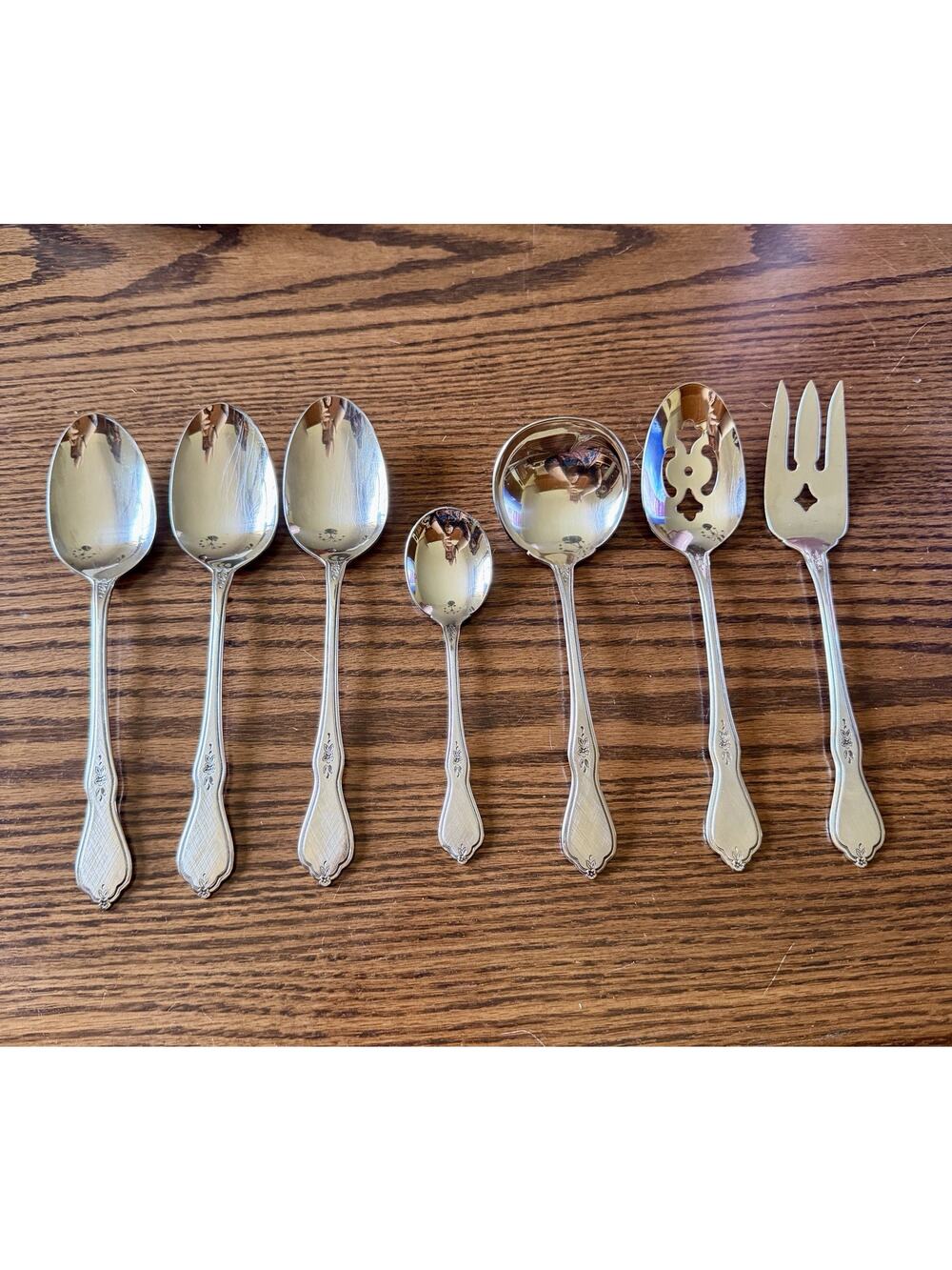 Oneida‎ Morning Blossom Stainless Steel Serving Spoons, Fork, Ladle Set of 7